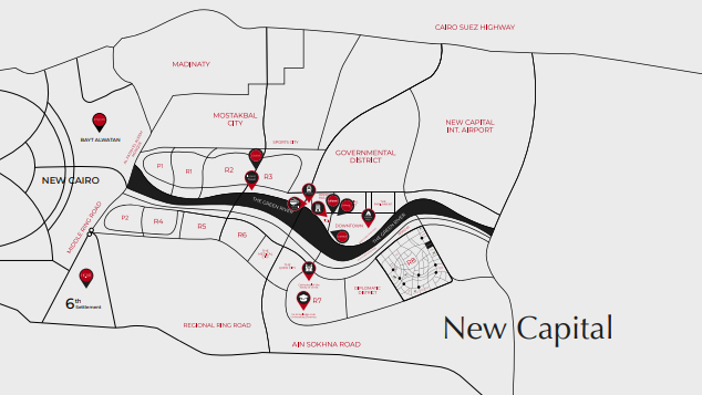 الاماكن القريبه من هوم تاون العاصمة الادارية الجديدة
